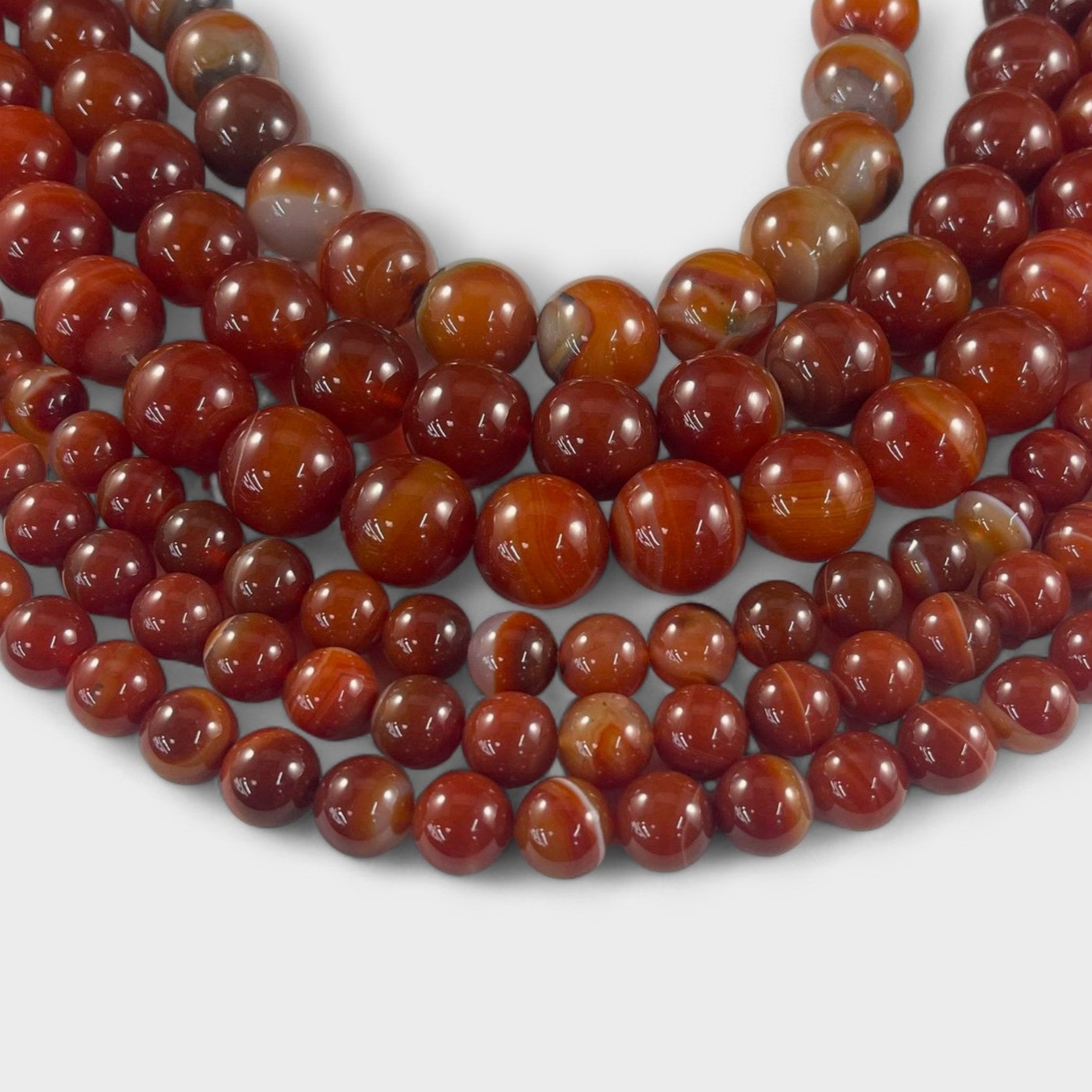 Carnelian aka Banded Agate, Round 12mm 18mm-0