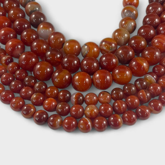 Carnelian aka Banded Agate, Round 12mm 18mm-0