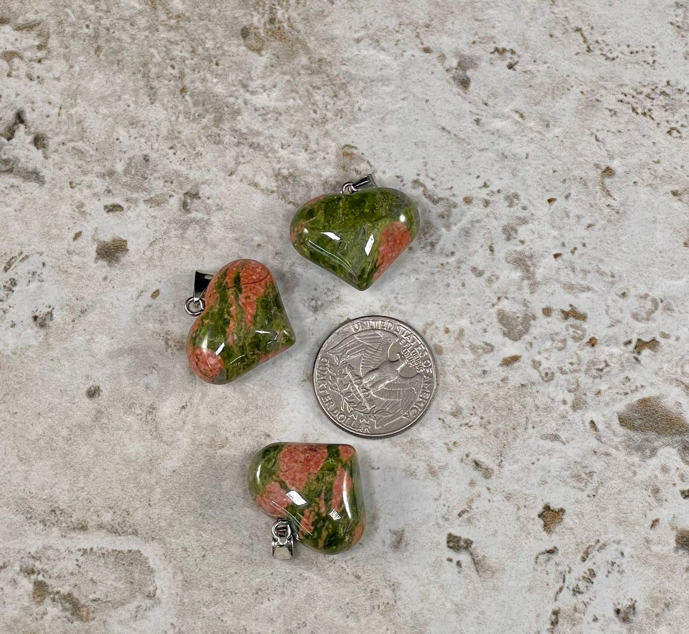 Unakite 25x20mm Heart Pendant-1