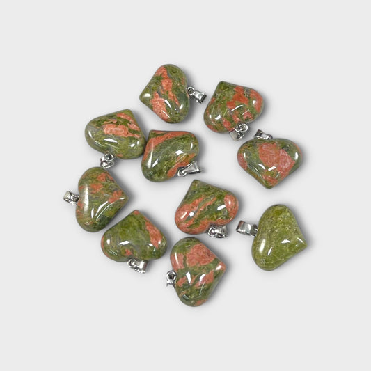 Unakite 25x20mm Heart Pendant-0