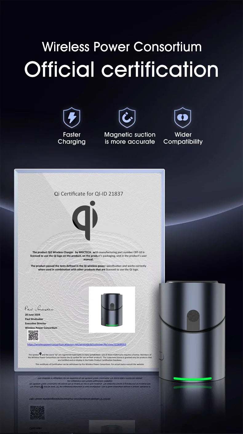 Qi2 3 in 1 Magnetic Wireless Charging Stand with Auto Rotation, Metal Body for IPhone 16 15 14 13 12 & Apple Watch&Airpods